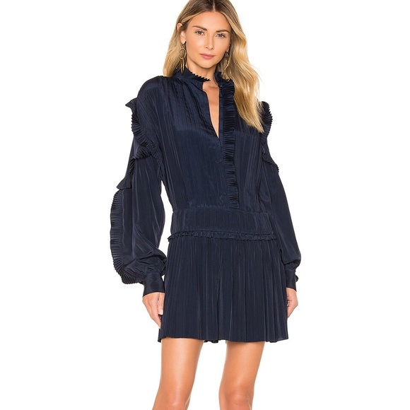 Joie Dresses & Skirts - Joie Jazelle Pleated Ruffle Flounce Dress Navy, Size 4